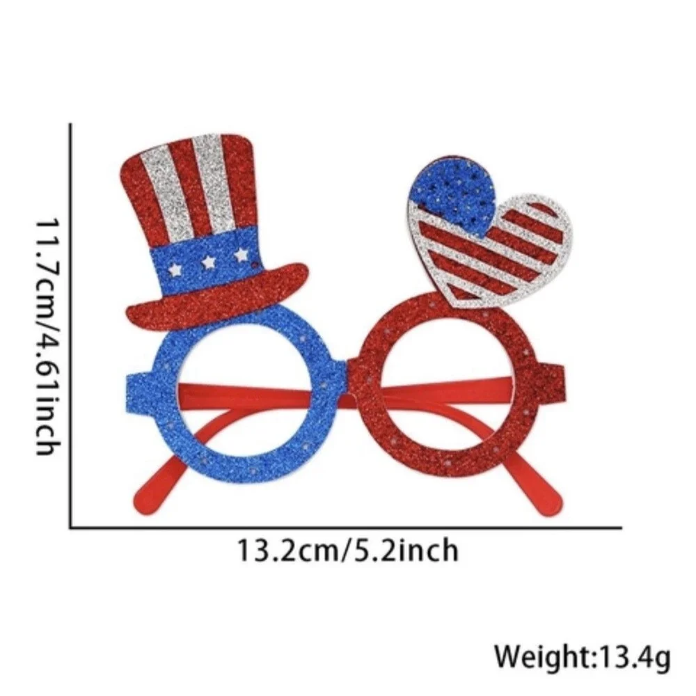 🇺🇸 USA 4th Of July Glitter Glasses Patriotic Party Prop Accessory Set of 4 New